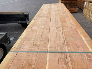 Ca. 27x Douglas balken fijnbezaagd, 120x120mm, lengte 400cm